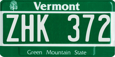 VT license plate ZHK372