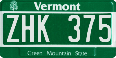 VT license plate ZHK375