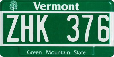 VT license plate ZHK376