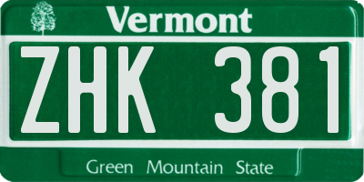 VT license plate ZHK381