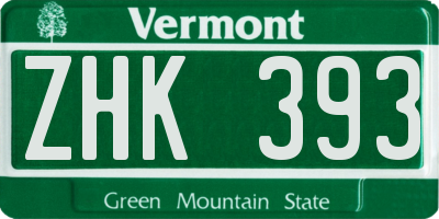 VT license plate ZHK393