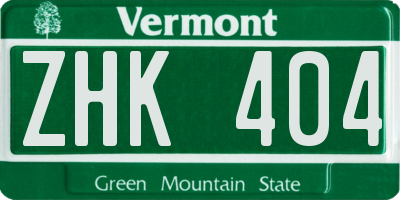 VT license plate ZHK404