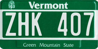 VT license plate ZHK407