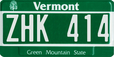 VT license plate ZHK414