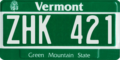 VT license plate ZHK421