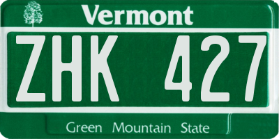 VT license plate ZHK427