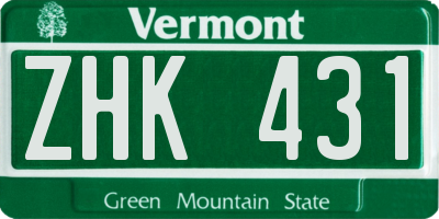 VT license plate ZHK431