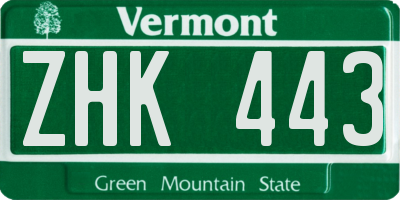 VT license plate ZHK443
