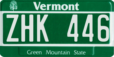 VT license plate ZHK446