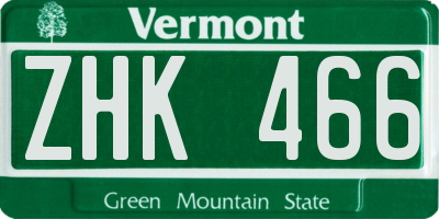 VT license plate ZHK466