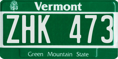 VT license plate ZHK473