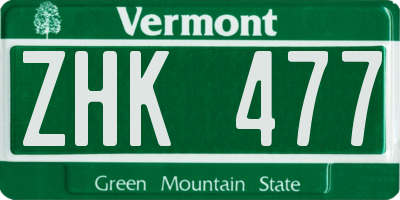 VT license plate ZHK477