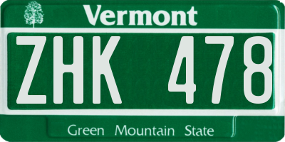 VT license plate ZHK478