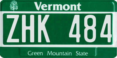 VT license plate ZHK484