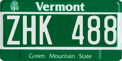 VT license plate ZHK488