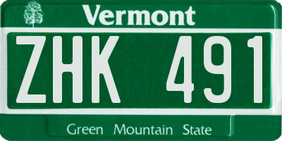 VT license plate ZHK491