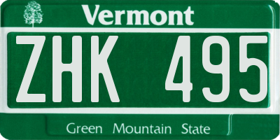 VT license plate ZHK495