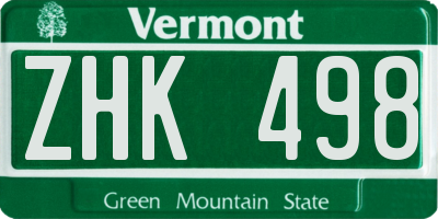 VT license plate ZHK498