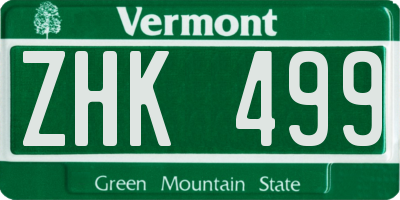 VT license plate ZHK499