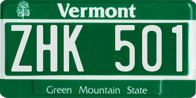 VT license plate ZHK501