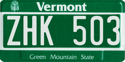 VT license plate ZHK503