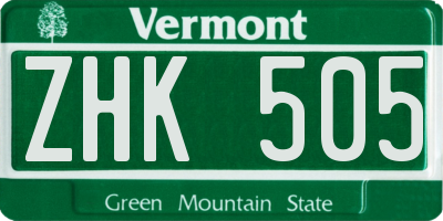 VT license plate ZHK505