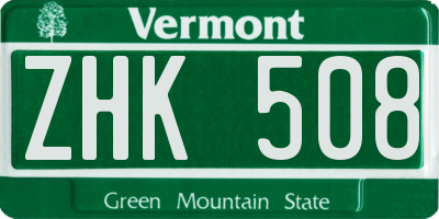 VT license plate ZHK508