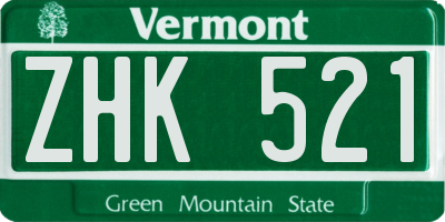 VT license plate ZHK521