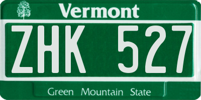 VT license plate ZHK527