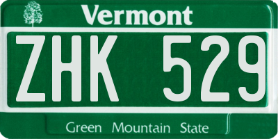 VT license plate ZHK529