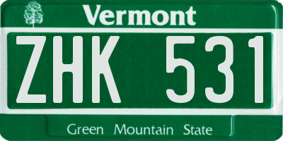 VT license plate ZHK531