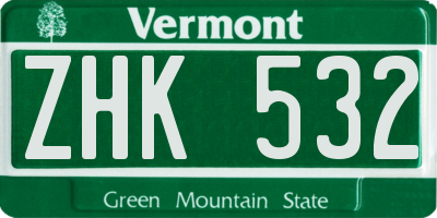 VT license plate ZHK532