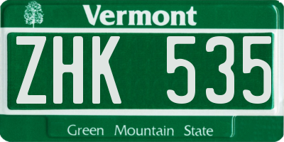 VT license plate ZHK535