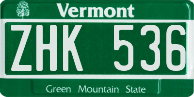 VT license plate ZHK536