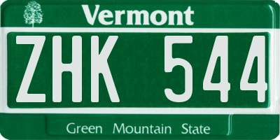VT license plate ZHK544