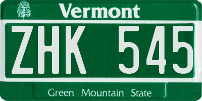 VT license plate ZHK545