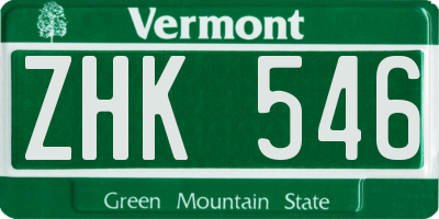VT license plate ZHK546