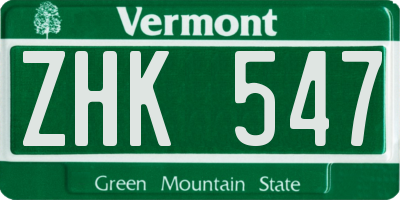 VT license plate ZHK547