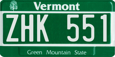 VT license plate ZHK551