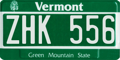 VT license plate ZHK556