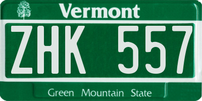 VT license plate ZHK557