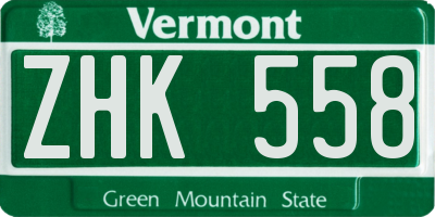 VT license plate ZHK558