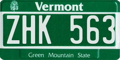 VT license plate ZHK563