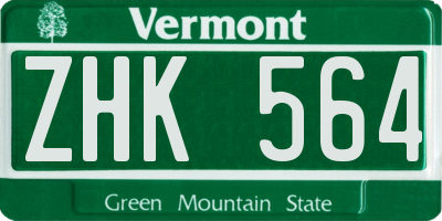 VT license plate ZHK564