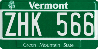 VT license plate ZHK566