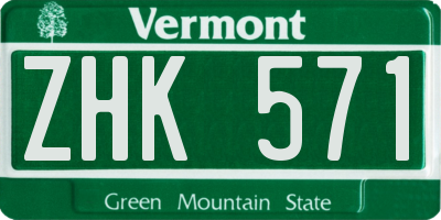 VT license plate ZHK571
