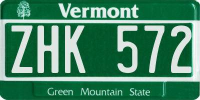 VT license plate ZHK572