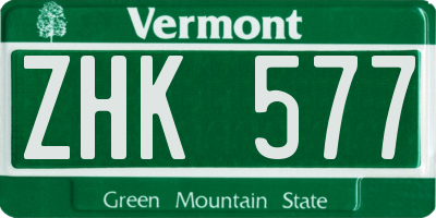VT license plate ZHK577