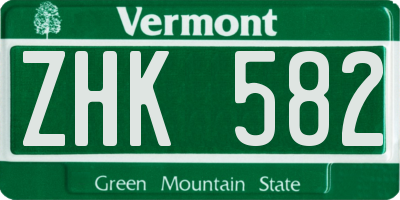 VT license plate ZHK582