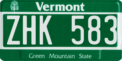 VT license plate ZHK583